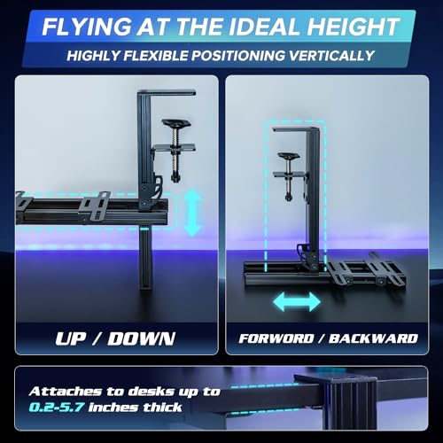 Reashy Hotas Mount, Joystick Mount, Aluminum Flight Stick Desk Mount for Logitech X56, X52, X52 Pro, Thrustmaster T.1600M, TCA, T.Flight Hotas One, 4, X, Airbus, VKB Gladiator Nxt - color: Interstellar Black