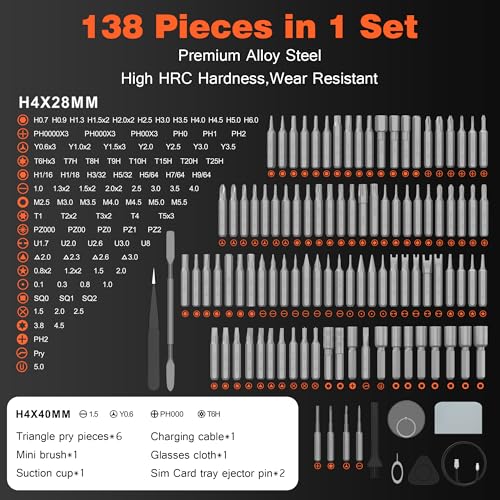 138-IN-1 Electric Screwdriver Set Cordless with 120 Precision Bits, Gray - color: Gray