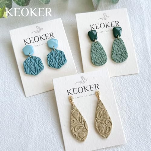 KEOKER Polymer Clay Texture Roller - Great for Making Earrings, Like Texture Sheets, Works with Clay Cutters (Olive Leaves) - color: olive leaves