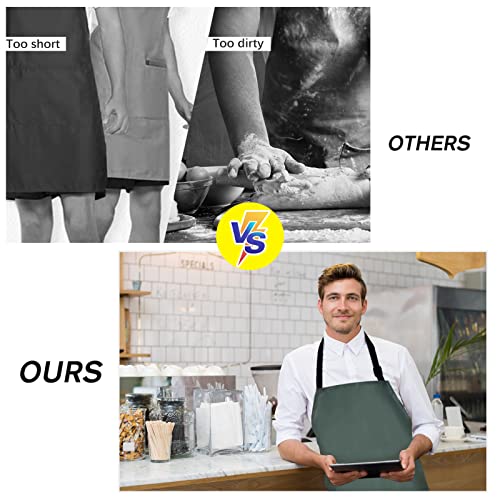 Waterproof Rubber Apron Adjustable Dishwasher Apron - Heavy Duty Work Apron - color: Green, size: 2 Pack