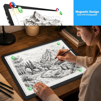 Rechargeable A3 Light pad with Bag,Bright Magnetic Light Box for tracing - size: A3 with Bag(Rechargeable)