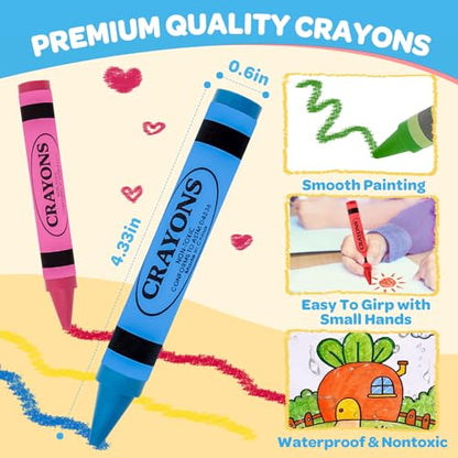 Crayons 24 Count, Jumbo Crayons for Toddlers Kids Coloring & Arts Supplies