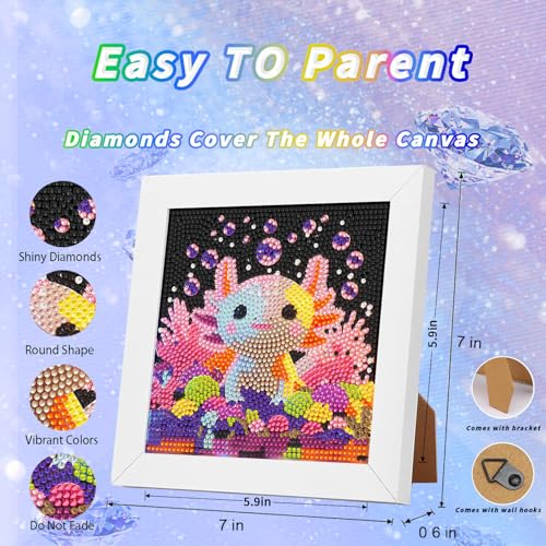 WEMEON Axolotl Diamond Art Kits for Kids with Frame 7x7 inch - color: Axolotl