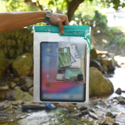 YUMQUA Waterproof Pouch Dry Bags Document Map Holder for Water Sport 3PACK - color: Teal