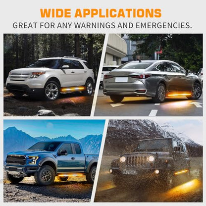 XRIDONSEN 2PCS 60 inch Running Board Strobe Lights Strip Amber White - color: Amber/White