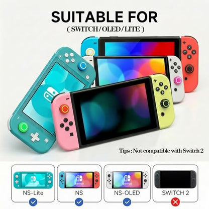 20PCS Optimized Silicone Thumb Grips & Joystick Caps for Nintendo Switch/OLED/Lite JoyCon Controllers Accessories | 10 Colors, Anti-Slip, Anti-Scratch & Enhanced Gaming Experience