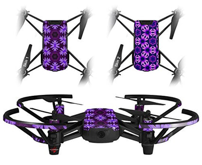 Skin Decal Wrap 2 Pack Compatible with DJI Ryze Tello Abstract Floral Purple Drone NOT Included