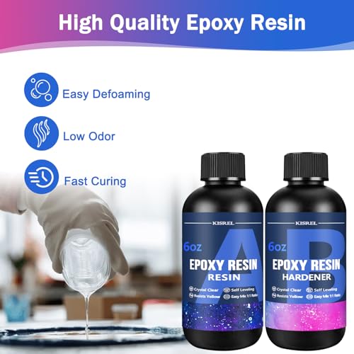 KISREL Epoxy Resin Kit for Beginners, 12OZ Resin Kit with Silicone Molds - size: 12oz kit