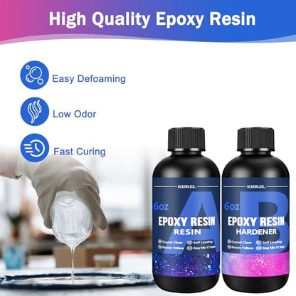 KISREL Epoxy Resin Kit for Beginners, 12OZ Resin Kit with Silicone Molds - size: 12oz kit