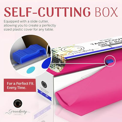Grandipity Plastic Table Cloth Roll - 54in x 100 Ft. Table Cover Hot Pink - color: Hot Pink, size: 1200" x 54" (Rectangular)