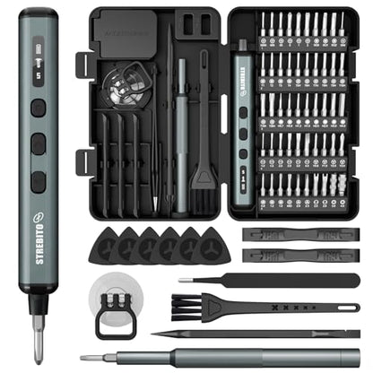 STREBITO Mini Electric Screwdriver, 67 in 1 Electric Screwdriver Kit - color: Upgraded Black
