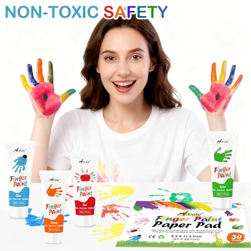 AROIC 8PCS Washable Finger Paint, Non-Toxic Finger Paints - color: 8 colors (1.05oz)