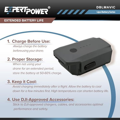 ExpertPower High Capacity (11.4V 3830mAh) Intelligent Flight Replacement Battery for DJI Mavic Pro, Mavic Pro Platinum & Mavic Pro White - 1 Pack