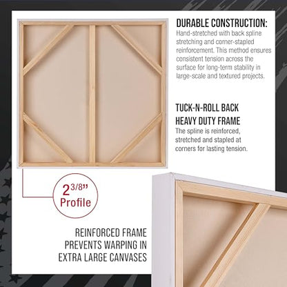U.S. Art Supply Stretched Canvas for Painting 48" x 48" 2-3/8" Extra Deep - size: 48" x 48"
