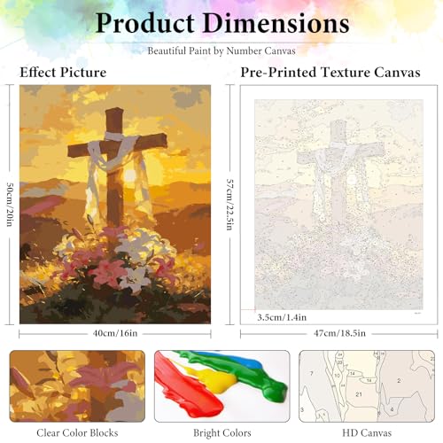 Dawnsphere Cross Paint by Numbers Kit for Adults Without Frame 16x20 in - color: OP-US15
