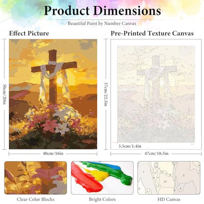 Dawnsphere Cross Paint by Numbers Kit for Adults Without Frame 16x20 in - color: OP-US15