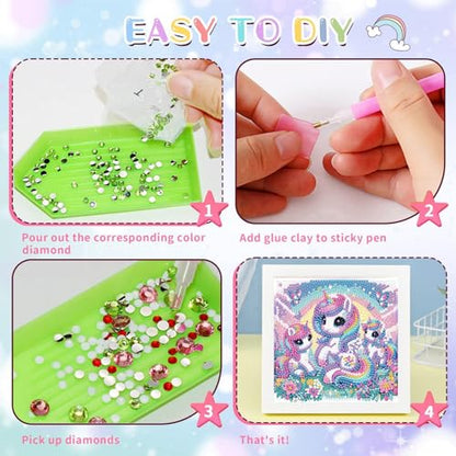 Cartoon Diamond Art Painting Kits for Kids with Frame Ages 4-8-12 (7x7 in) - color: CC110