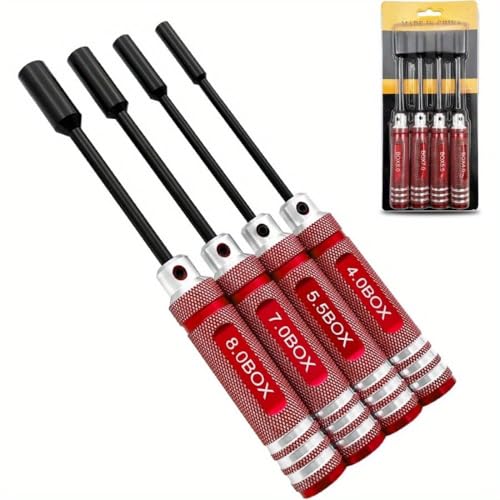 4Pcs Nut Driver Set RC Tool Set Hex Driver for RC Vehicle RC Helicopters FPV Drones Cameras Appliances Repair 4mm 5.5mm 8mm 7mm (BLACK) - color: Black