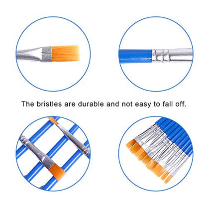 DECYOOL 100 Pcs Flat Paint Brushes Bulk, Small Paint Brush Set for Painting - style: Flat Paint Brushes
