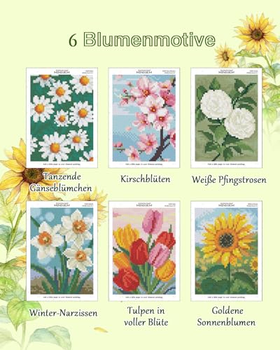 forever young Flowers Small Diamond Art Kits, 5x7 Inch Canvas - color: Flower