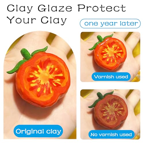 2 x 200ml Air Dry Clay Glaze, Protect Clay Surfaces, Gloss & Matte Glaze - size: 2 x 200ml Gloss & Matte