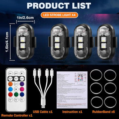 Wireless LED Strobe Lights, RGB Flashing Lights, Remote Control Car Decor - size: 4PCS (Standard 2LEDs)