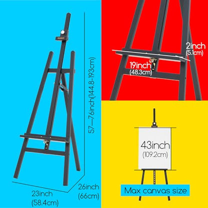 MEEDEN Heavy Duty Easel Black: Wood Art Easel for Painting and Display