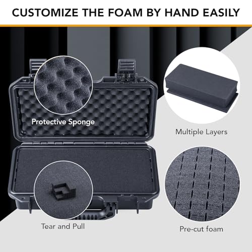 Lykus HC-3011 Waterproof Hard Case with Foam, Inner Size 11.42*4.72*2.99in - size: HC-3011
