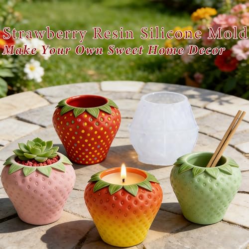 Strawberry Epoxy Resin Molds, Fruit Candle Holders Silicone Molds - color: Strawberry Resin Mold