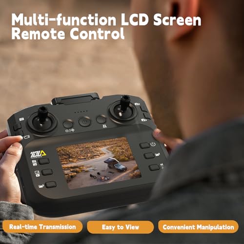Toladrone TD12LCD Drone with LCD Screen Remote Control Brushless Motor WiFi Real-time Transmission Drones for Adults Drone with Camera Foldable Quadcopter for Beginners