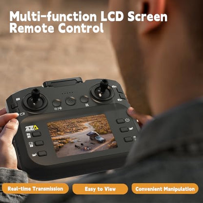 Toladrone TD12LCD Drone with LCD Screen Remote Control Brushless Motor WiFi Real-time Transmission Drones for Adults Drone with Camera Foldable Quadcopter for Beginners