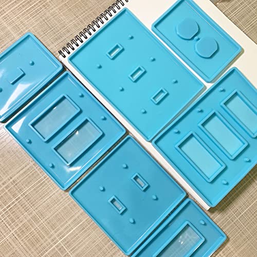 BUYGOO 7Pcs Light Switch Cover Resin Molds, Switch Socket Panel Plaster for Epoxy Resin, Plate Silicone Outlet Cover Molds for DIY Crafts Making
