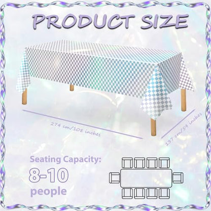 OQOQ White Checkered Iridescent Tablecloth 2 Packs, 54x108 Inches - color: White Checkered