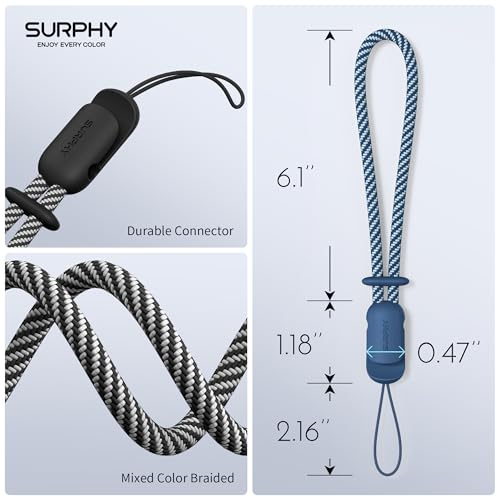 SURPHY 2 Pack Phone Lanyard, Phone Wrist Strap for Case, Camera Wrist Strap - color: Black & Blue Jay