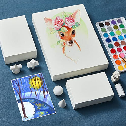 Outus 300 Sheets Watercolor Paper Bulk 3 Sizes 140lb Cold Press White Paper