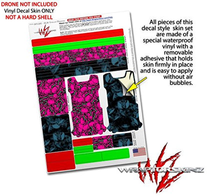 Skin Decal Wrap 2 Pack Compatible with DJI Ryze Tello Scattered Skulls Hot Pink Drone NOT Included