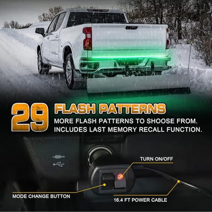 XRIDONSEN 60 inch Tailgate Strobe Lights Strip Green Emergency Lights - color: Green