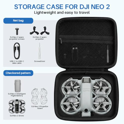 Carrying Case for DJI Neo 2, Portable Hard Shell Travel Case with Carabiner - color: black