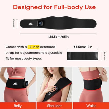 Cordless Red Light Therapy Belt for Body with Heat Vibration 660nm & 850nm