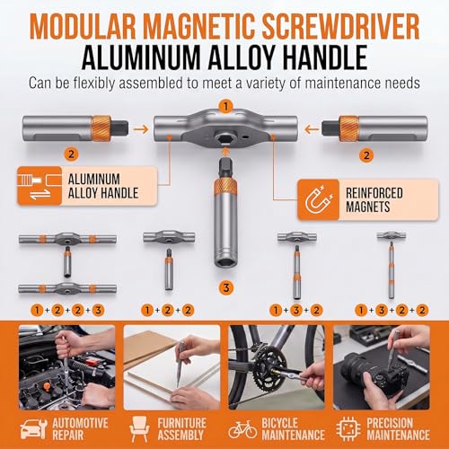 42-in-1 Magnetic Screwdriver Set, T-Handle Ratcheting Bits for Repair - size: 42-IN-1-Pro