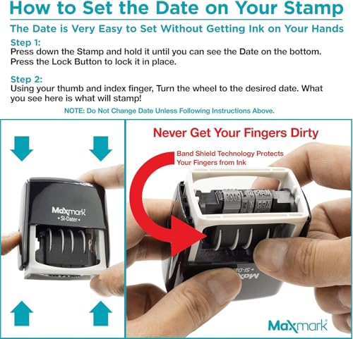 MaxMark Dater 4000 Self Inking Date Stamp - Blue - Pack of 2 - color: Blue, size: Pack of 2 - 4000
