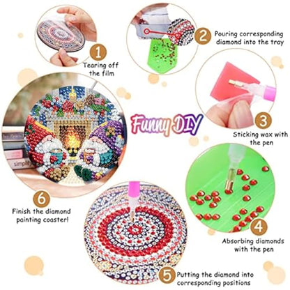 8 Pack Christmas Diamond Art Coasters,Diamond Painting Coasters Kits - color: Christmas Coasters