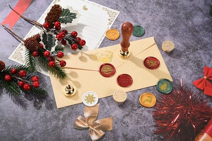 Yoption 6 Pcs Wax Seal Stamp Set, Christmas Theme Sealing Stamp Kit - color: Merry Christmas Set B