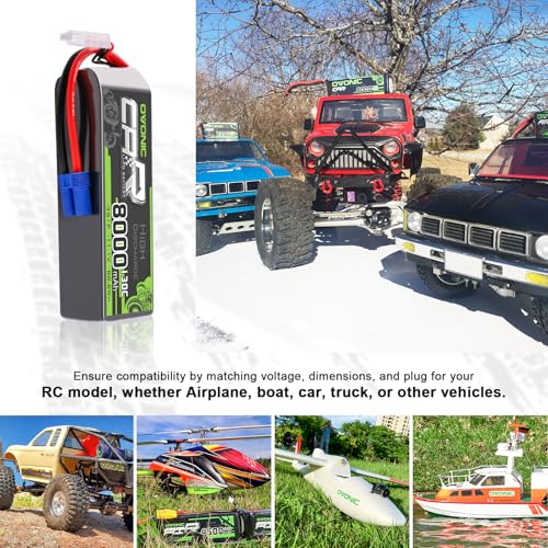 OVONIC 3S LiPo Battery 8000mAh 11.1V 130C RC Battery with EC5 Connector (2 Pack)(with Lipo Voltage Checker)
