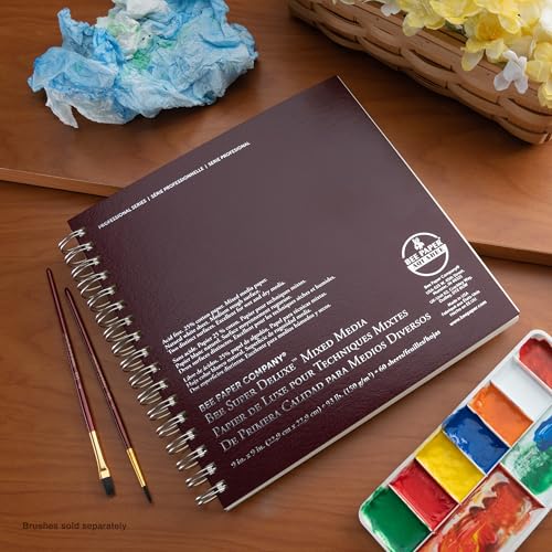 Bee Paper - 9"x 9" Super Deluxe Mixed Media Sketching Pad, 60 Sheets - size: 9-inch x 9-inch, 60 Sheet Wire Bound Pad