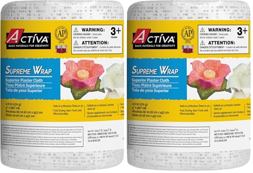 ACTIVA Supreme Wrap – The Premium Art and Craft Modeling, Casting and Sculpture-4" x 15' 1 Roll Plaster Cloth, 4"x15' 10 Single, White (Pack of 2) - size: 4"x15' 10 Single (Pack of 2)