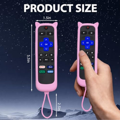 Silicone Remote Cover, Glow in the Dark Sleeve with Lanyard, Pink White - color: Pink White