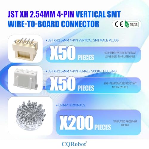 CQRobot JST XH 2.54mm Pitch 4-Pin Vertical SMT Header Electronic Connector