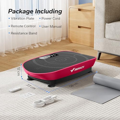 MERACH CV30 Pro Curved Vibration Plate Exercise Machine, Powerful & Quiet - color: Red