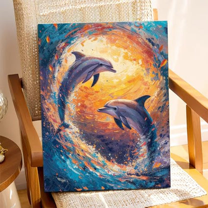 XTCIXAL Paint by Numbers Kit for Adults, Dolphin, 16X20 Inch - color: 19-Dolphin